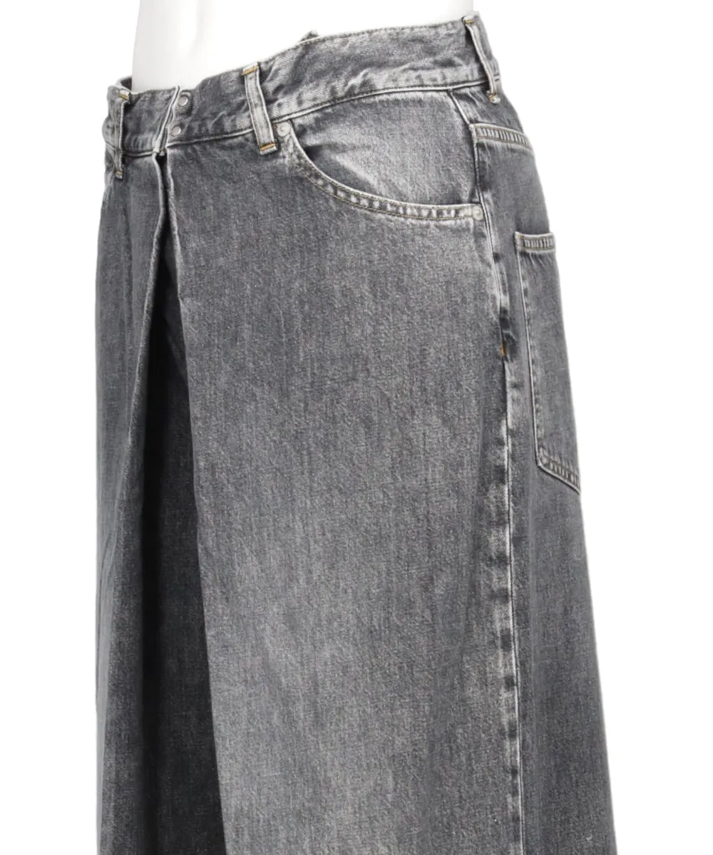 WASHED DENIM SUPER WIDE PANTS (LONG LENGTH)